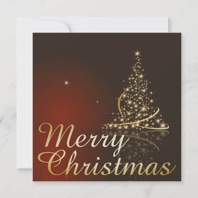 Invitación Tema de los Navidades rojos con el árbol de Navida (Anverso)