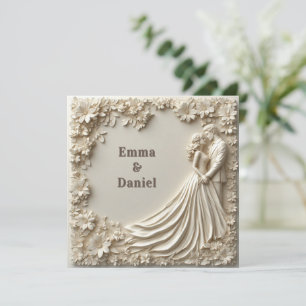 Invitación 🤍 Tema de marco de boda floral marfil en capas 🤍