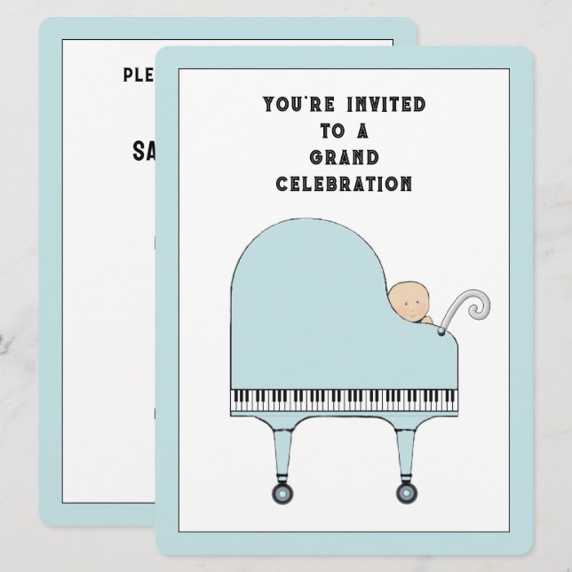 Invitación Tema de Música para Fiesta de Bebé (Anverso / Reverso)