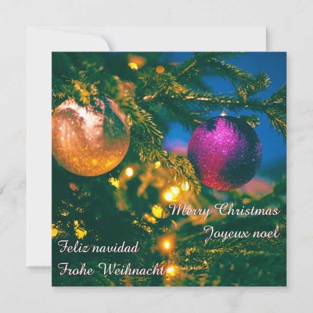 Invitación Tema de Navidad con 2 bolas de Navidad... (Anverso)