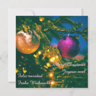 Invitación Tema de Navidad con 2 bolas de Navidad...