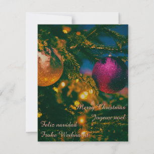Invitación Tema de Navidad con 2 bolas de Navidad...