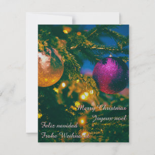 Invitación Tema de Navidad con 2 bolas de Navidad...