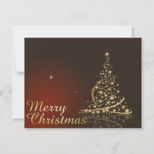 Invitación Tema de Navidad rojo con árbol de Navidad dorado