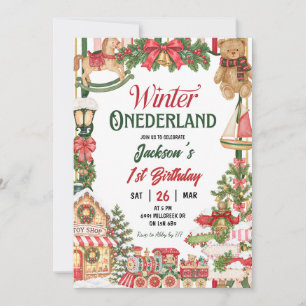 Invitación Tema de nieve de Navidad, cumpleaños de Winter ONE