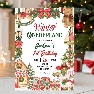 Invitación Tema de nieve de Navidad, cumpleaños de Winter ONE