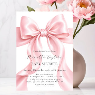 Invitación Tema de niña con lazo rosa adorable CHUPETEO DE BE