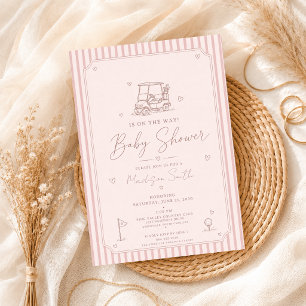 Invitación Tema de niña de baby shower de golf editable rosa