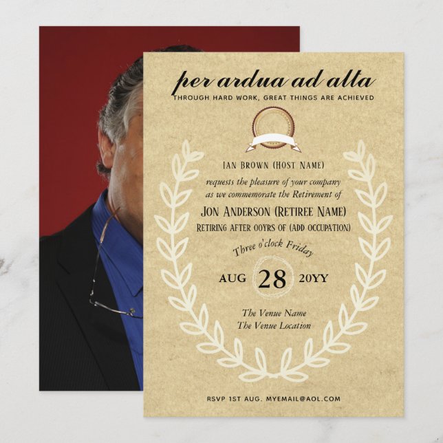 Invitación Tema de ocupación de foto de jubilación rusa vinta (Anverso / Reverso)