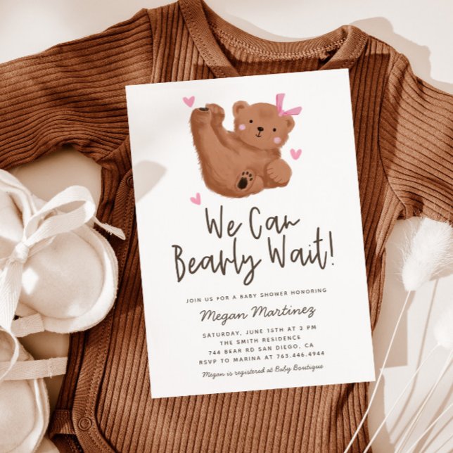 Invitación Tema de oso lindo Chica Baby Shower  (Subido por el creador)