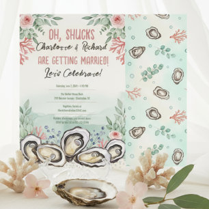 Invitación Tema de ostras costeras para fiesta de compromiso