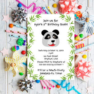 Invitación Tema de Panda Adorable