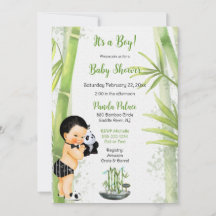 Tema de Panda y Bambú Niño Negro Blanco Verde