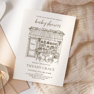 Invitación Tema de París Pastelería Francesa Baby Shower