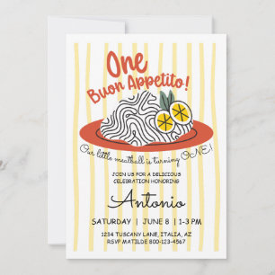 Invitación Tema de pasta italiana comida Ciao Uno 1er cumplea