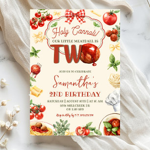 Invitación Tema de pasta italiana Holy Cannoli Segundo Cumple
