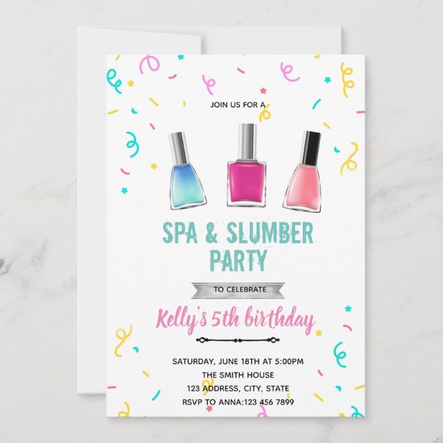 Invitación Tema de pedicura de manicura en el spa (Anverso)