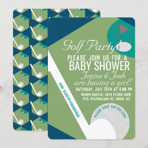 Invitación Tema de pelota de golf moderna para baby shower de