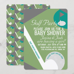 Invitación Tema de pelota de golf moderna para baby shower de