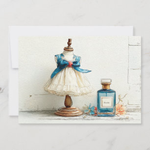 Invitación Tema de perfume azul para cumpleaños número uno