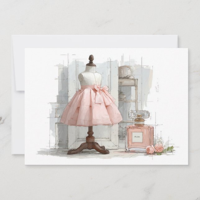 Invitación Tema de perfume de couture para cumpleaños número  (Anverso)