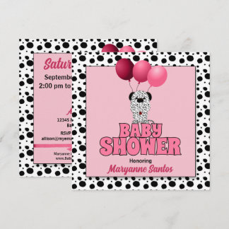 Invitación Tema de perro dálmata rosada para Chicas Baby Show