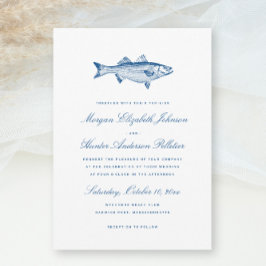 Invitación Tema de pesca de lubina rayada elegante boda naval