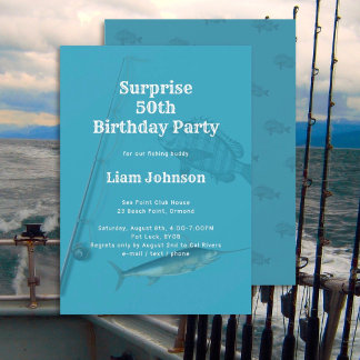 Invitación Tema de Pesca Fiesta de Cumpleaños Sorpresa para É