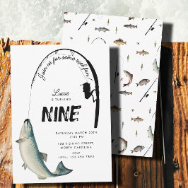 Invitación Tema de pesca Reel Divertido niños Cumpleaños Fies