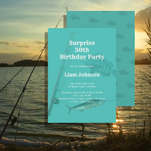 Invitación Tema de Pesca Su Fiesta de Cumpleaños Sorpresa