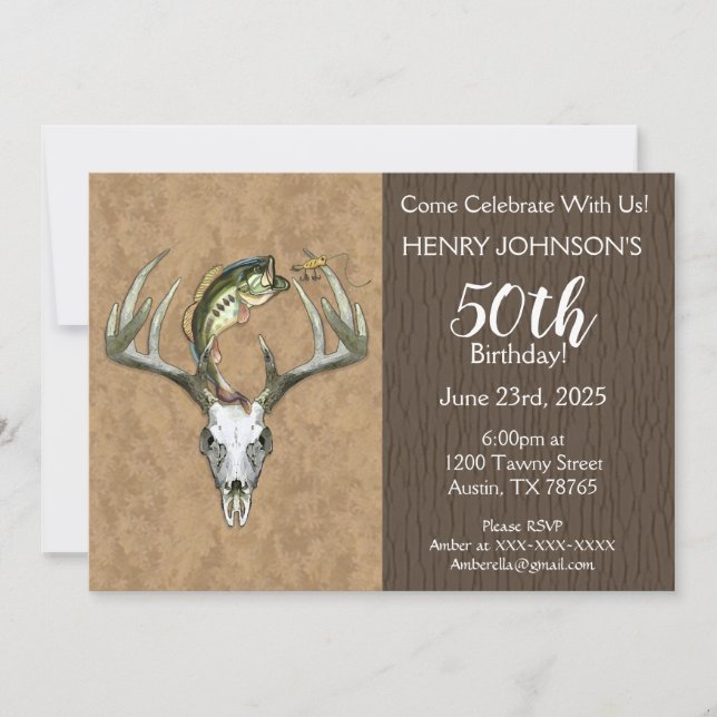 Invitación Tema de pesca y caza 50 cumpleaños (Anverso)