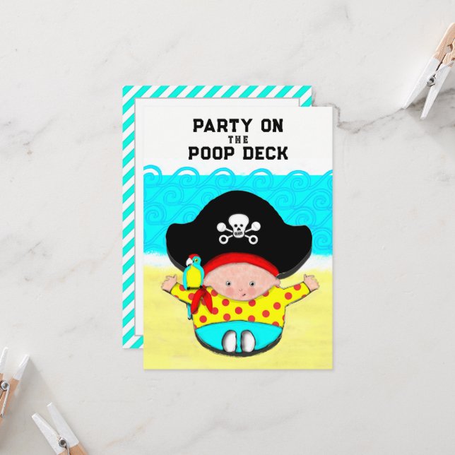 Invitación Tema de pirata para baby shower (Anverso/Reverso In Situ)