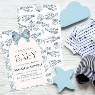 Invitación Tema de Playa Bajo el Mar con Diseño de Conchas pa