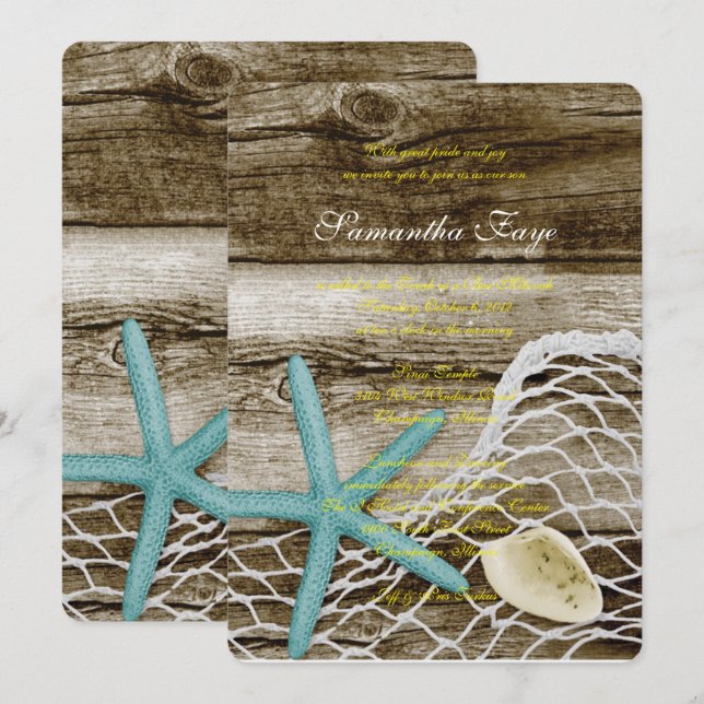 INVITACIÓN TEMA DE PLAYA B'NOT B'NAI BAR BAT MITZVAH INVITACI (Anverso / Reverso)