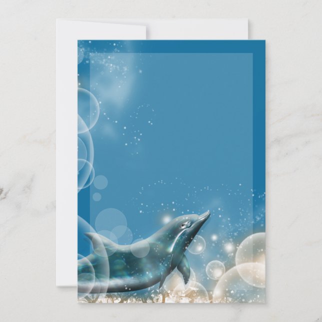 Invitación Tema de playa - delfín boda fiesta elegante (Anverso)