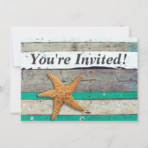 Invitación Tema de playa Estrella de mar Boda rústica