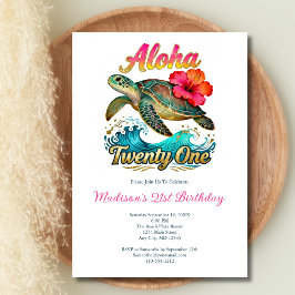 Invitación Tema de playa tropical de cumpleaños 21