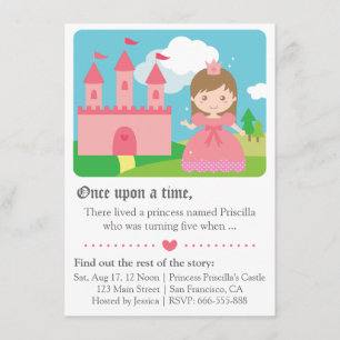 Invitación Tema de Princesa de Cuento de Hadas Lindo, Fiesta
