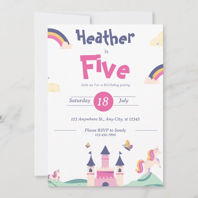 Invitación - Tema de Princesa- Personalizar Nombre (Anverso)