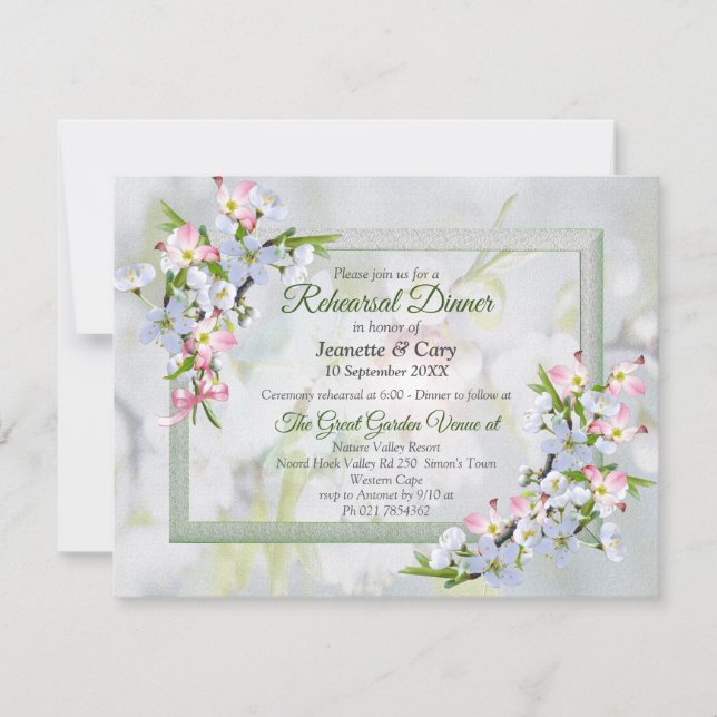 Invitación Tema de ramo de flores de cerezo (Anverso)
