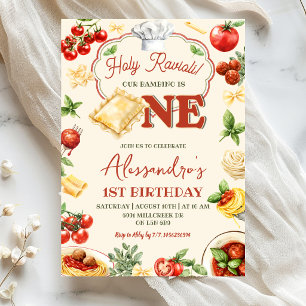 Invitación Tema de Ravioli Sagrado Niño Pasta Italiana Cumple