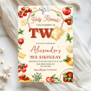 Invitación Tema de Ravioli Sagrado Pasta Italiana Niño Cumple