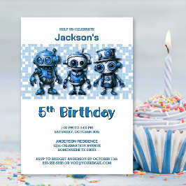 Invitación Tema de Robot 5ª fiesta de cumpleaños