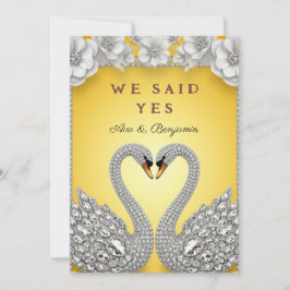 Invitación Tema de Romance de Lujo de Pareja de Cisne de Diam