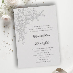 Invitación Tema de Rosa Atemporal Marfil Boda Formal Clásica