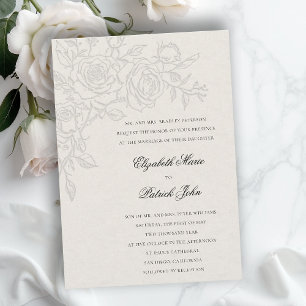 Invitación Tema de Rosa Querida Ecru Formal Clásico Boda