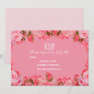 Invitación Tema de rosas rosadas pastel para RSVP de boda