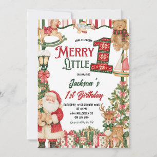 Invitación Tema de Santa Alegre Cumpleaños Uno Primero