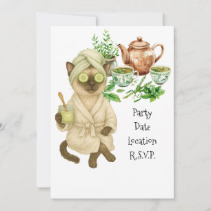 Invitación Tema de spa para amantes de gatos siameses