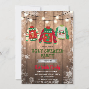 Invitación tema de suéter feo de Navidad
